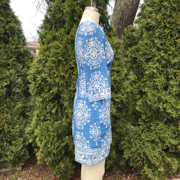 Ann Taylor Blue & White Floral Short Cotton Dress - Picture 3 of 6